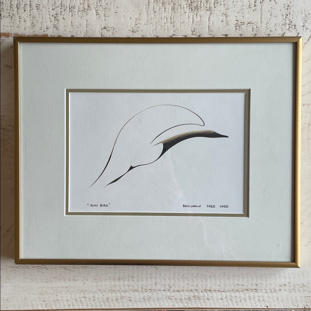 Benjamin Chee Chee framed signed print wall decor “SUN BIRD”